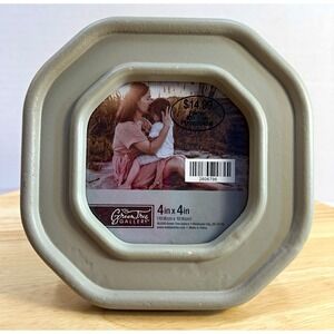 Green Tree Gallery 4x4 Gray Octagon MDF Photo Frame Matte Clear Glass, Stand